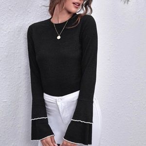 Black Bell sleeve sweater top - SHEIN